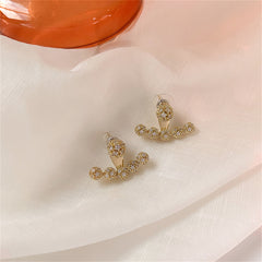 Cubic Zirconia & 18K Gold-Plated Anchor Ear Jackets