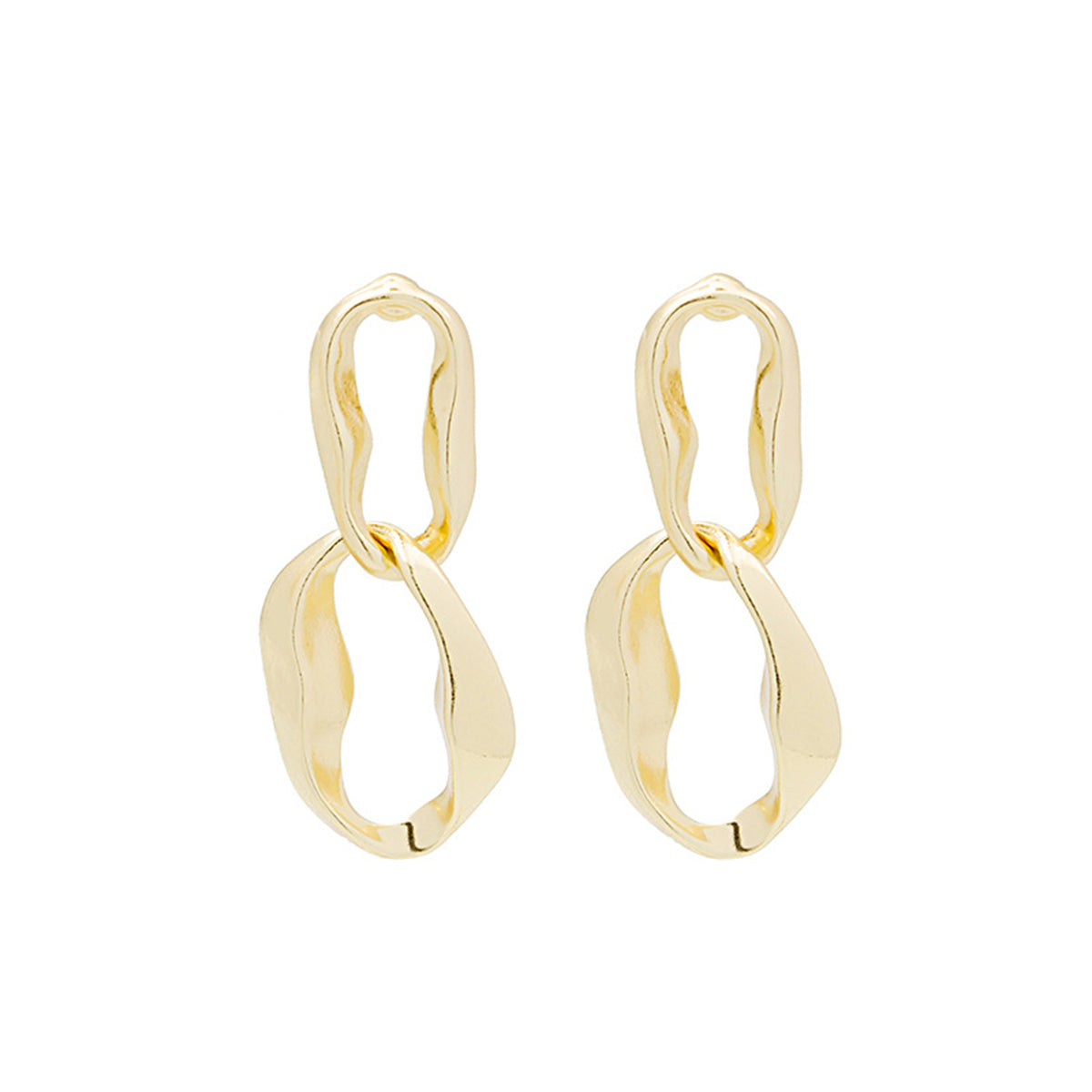 18K Gold-Plated Abstract Interlocked Oval Drop Earrings