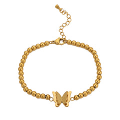 18K Gold-Plated Butterfly Beaded Charm Bracelet