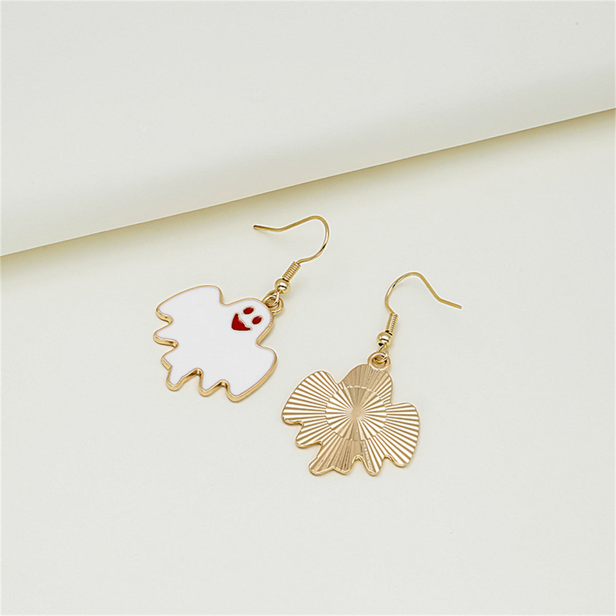 White Enamel & 18K Gold-Plated Happy Ghost Drop Earrings