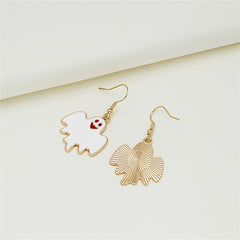 White Enamel & 18K Gold-Plated Happy Ghost Drop Earrings