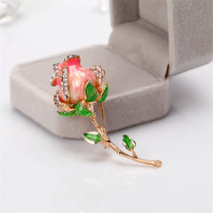 18K Gold-Plated & Cubic Zirconia Flower Brooch