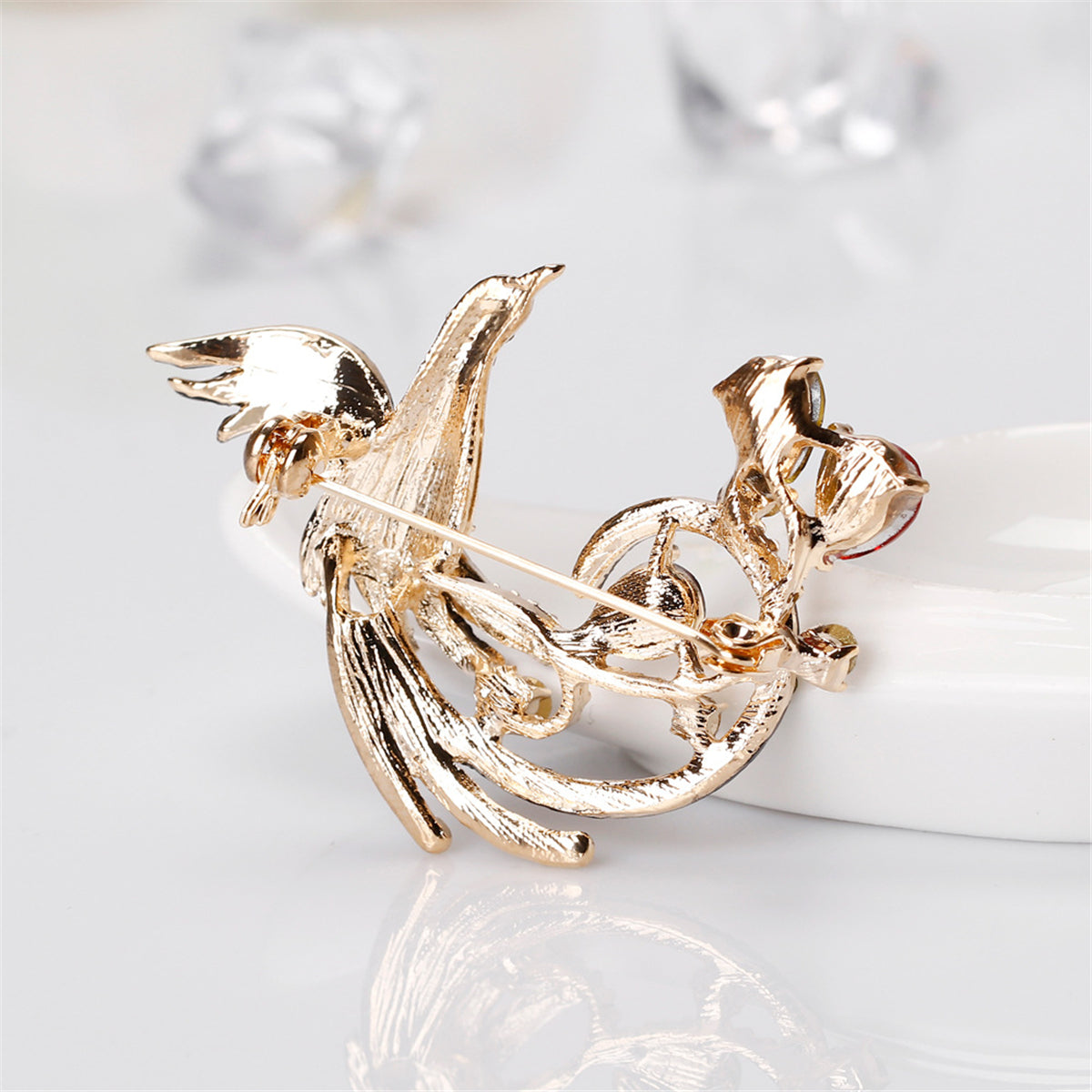 Crystal & Cubic Zirconia Phoenix Brooch