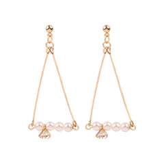 Pearl & 18K Gold-Plated Charm Open Triangle Drop Earrings