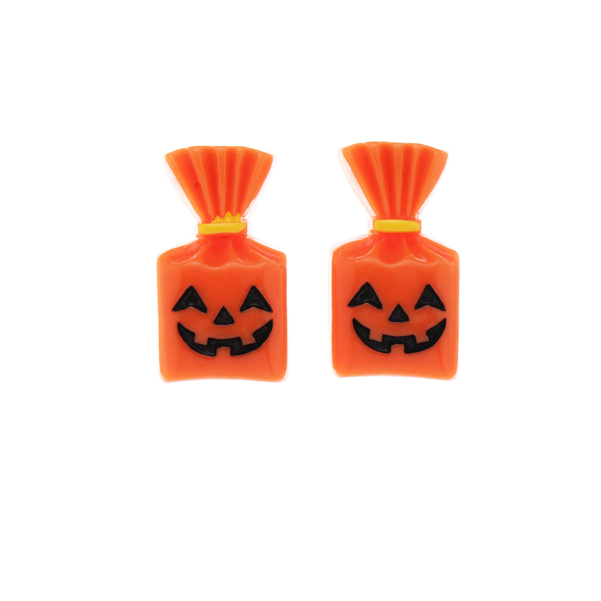 Orange & Silver-Plated Pumpkin Candy Stud Earrings