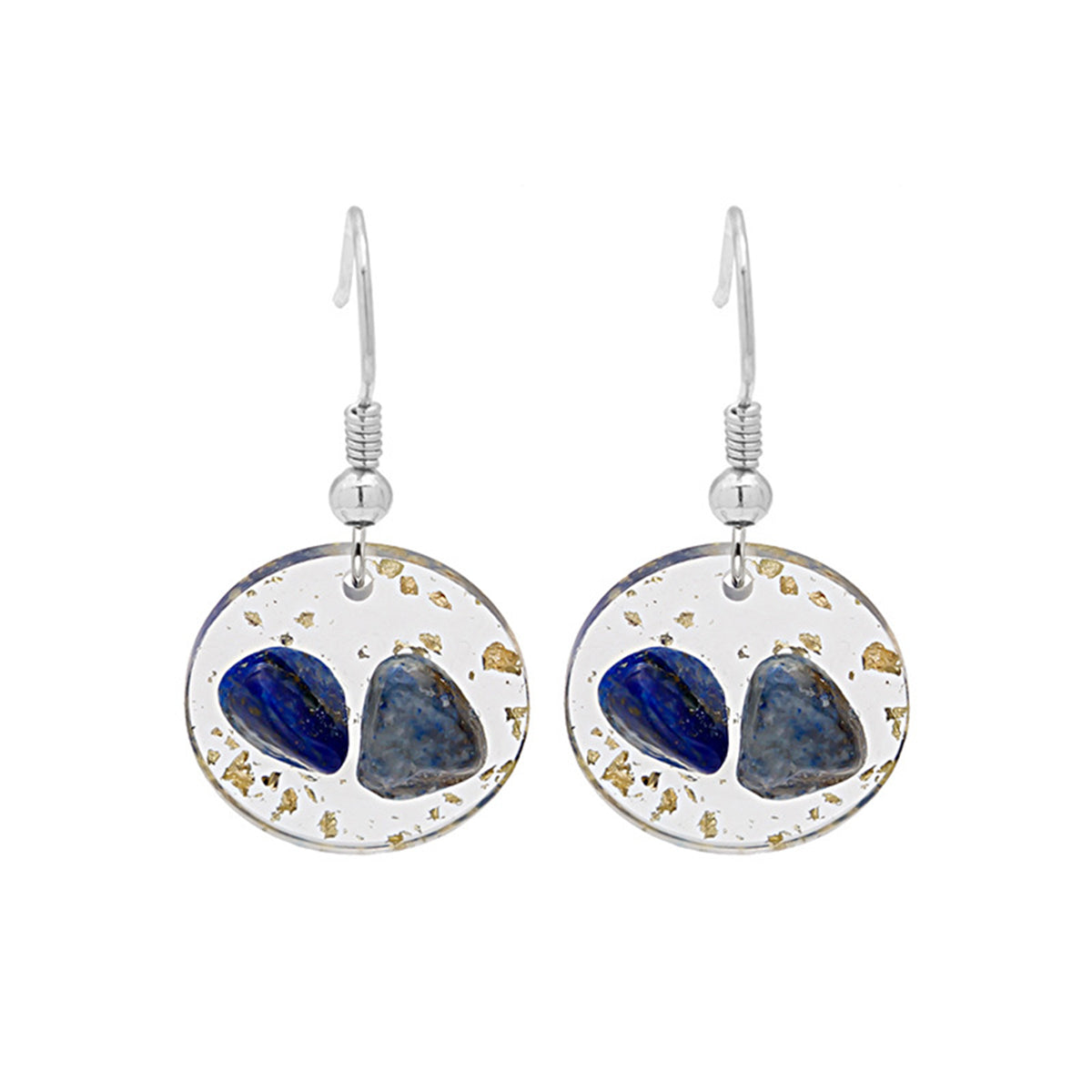 Clear Resin & Silver-Plated Blossom Round Drop Earrings