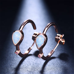 Opal & Pink Cubic Zirconia 18K Rose Gold-Plated Pear-Cut Hoop Earrings