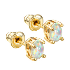 White Egg Opal & 18K Gold-Plated Stud Earrings