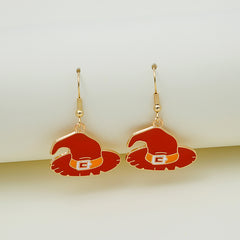 Red & Orange Enamel 18K Gold-Plated Witch Hat Drop Earrings