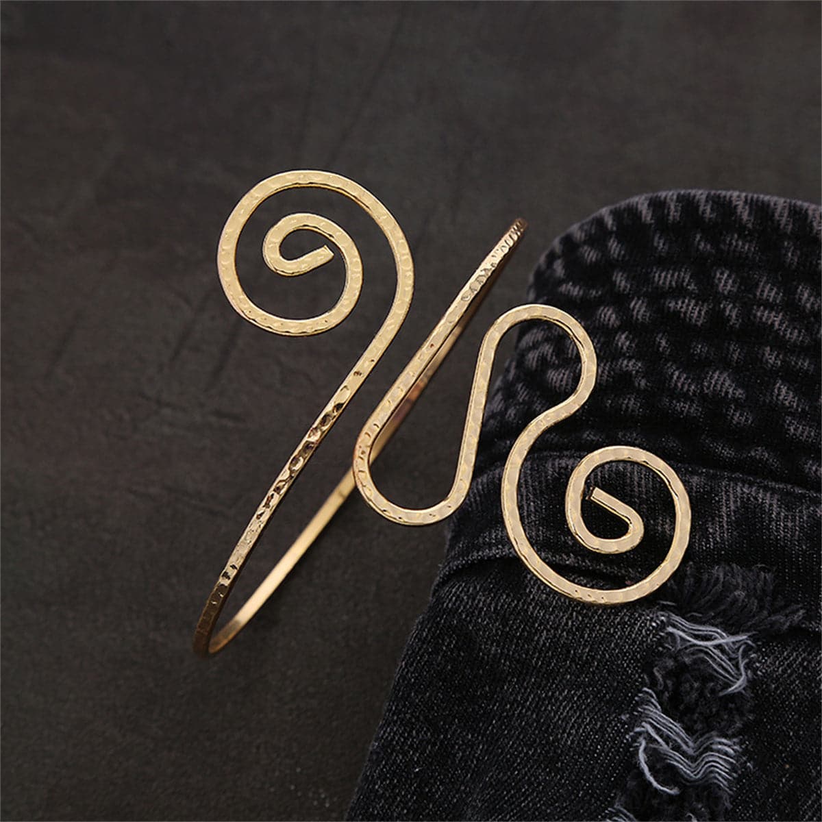 18K Gold-Plated Open Swirl Arm Cuff