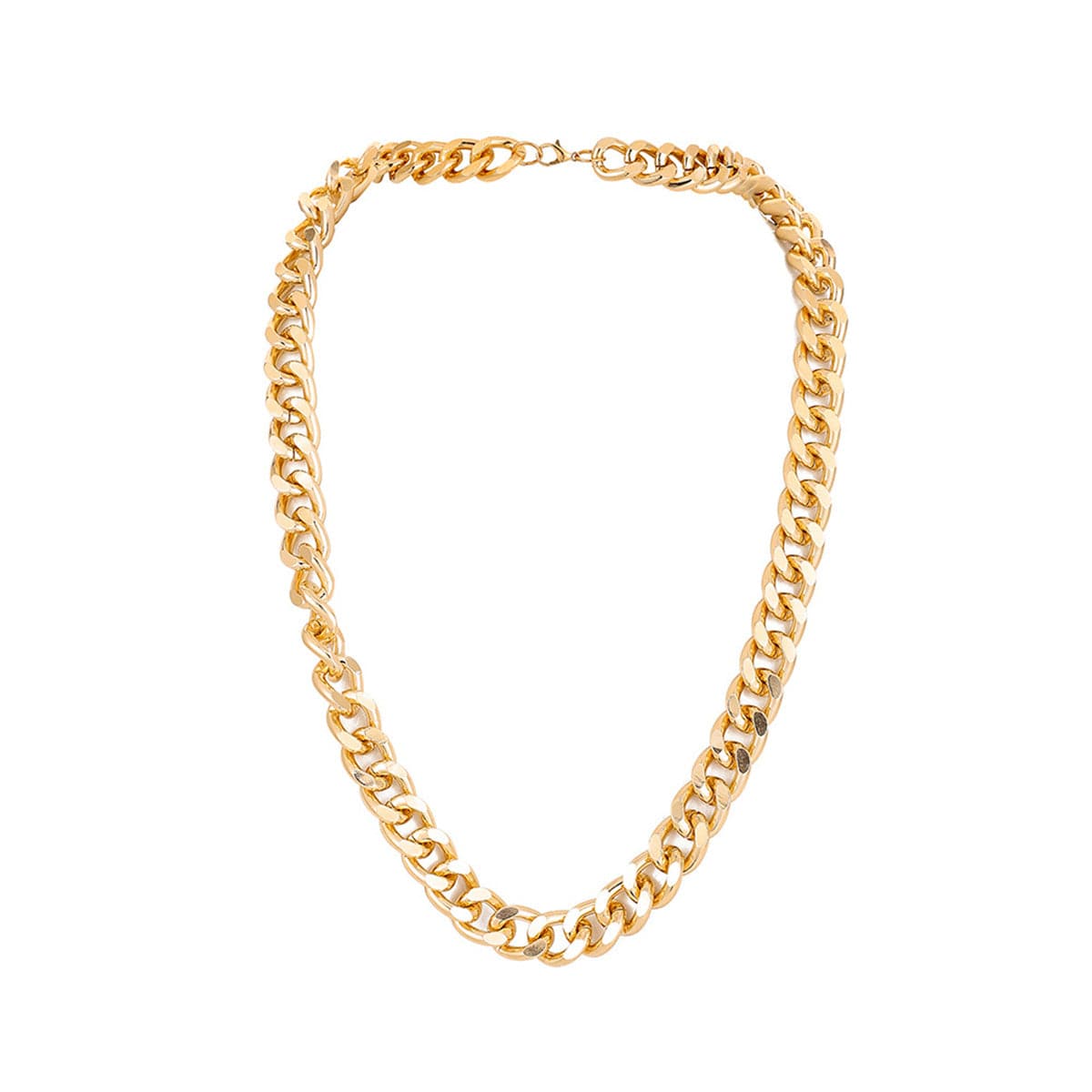 18K gold-plated curb chain necklace, showcasing a luxurious and bold design perfect for any occasion.