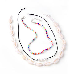 Howlite & Pearl Shell Bead Necklace Set