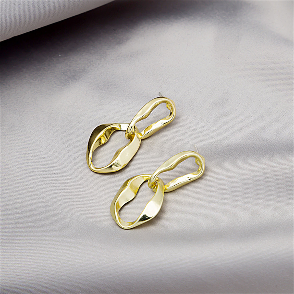 18K Gold-Plated Abstract Interlocked Oval Drop Earrings