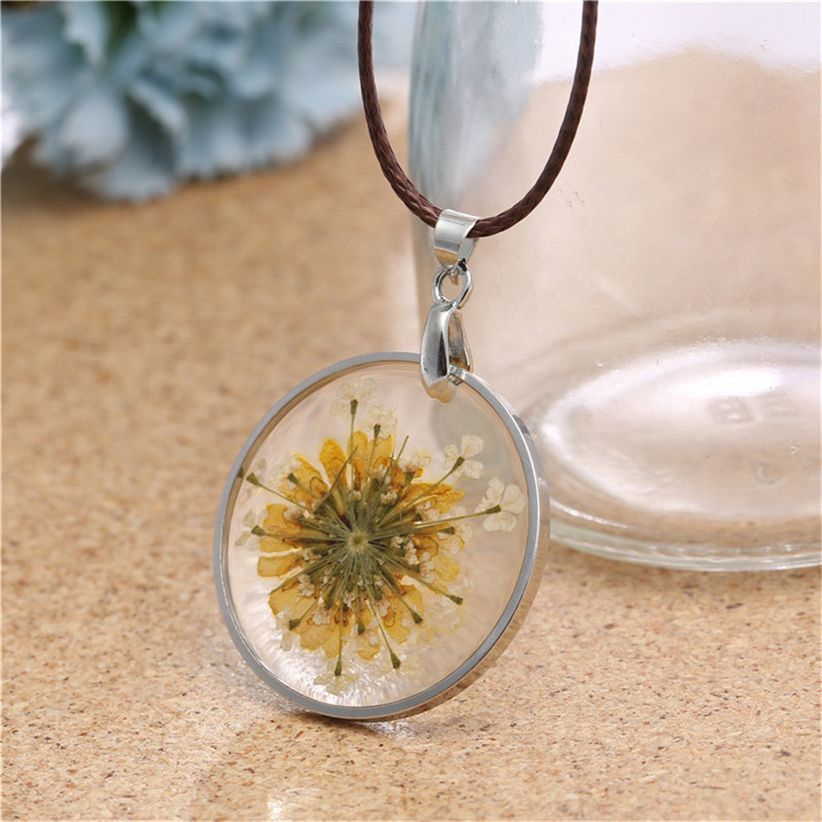 Yellow Mum Pendant Necklace