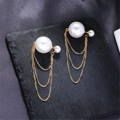 Pearl & 18K Gold-Plated Tiered Chain Ear Jacket