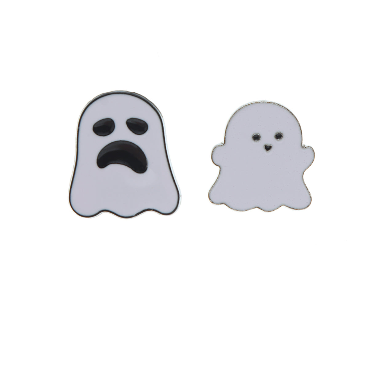 White & Silver-Plated Ghost Enamel Pin Set