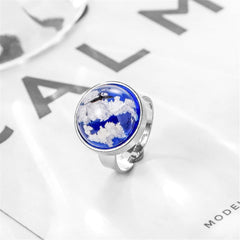 Resin Cloud Silver-Plated Round Adjustable Ring