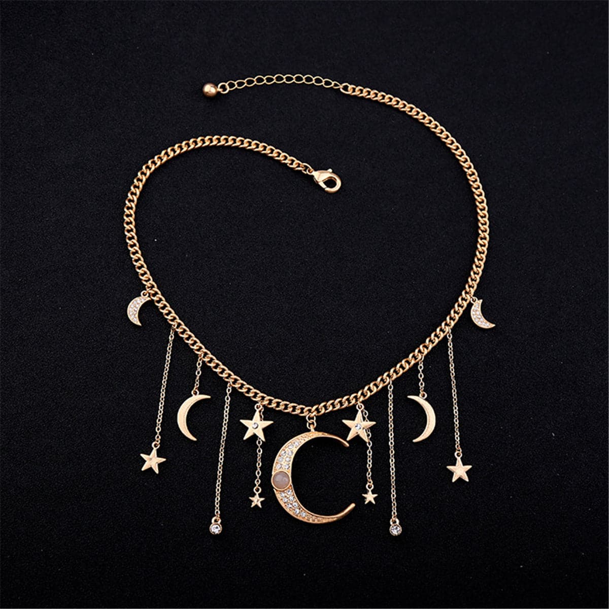 Cat's Eye & Cubic Zirconia Celestial Statement Necklace