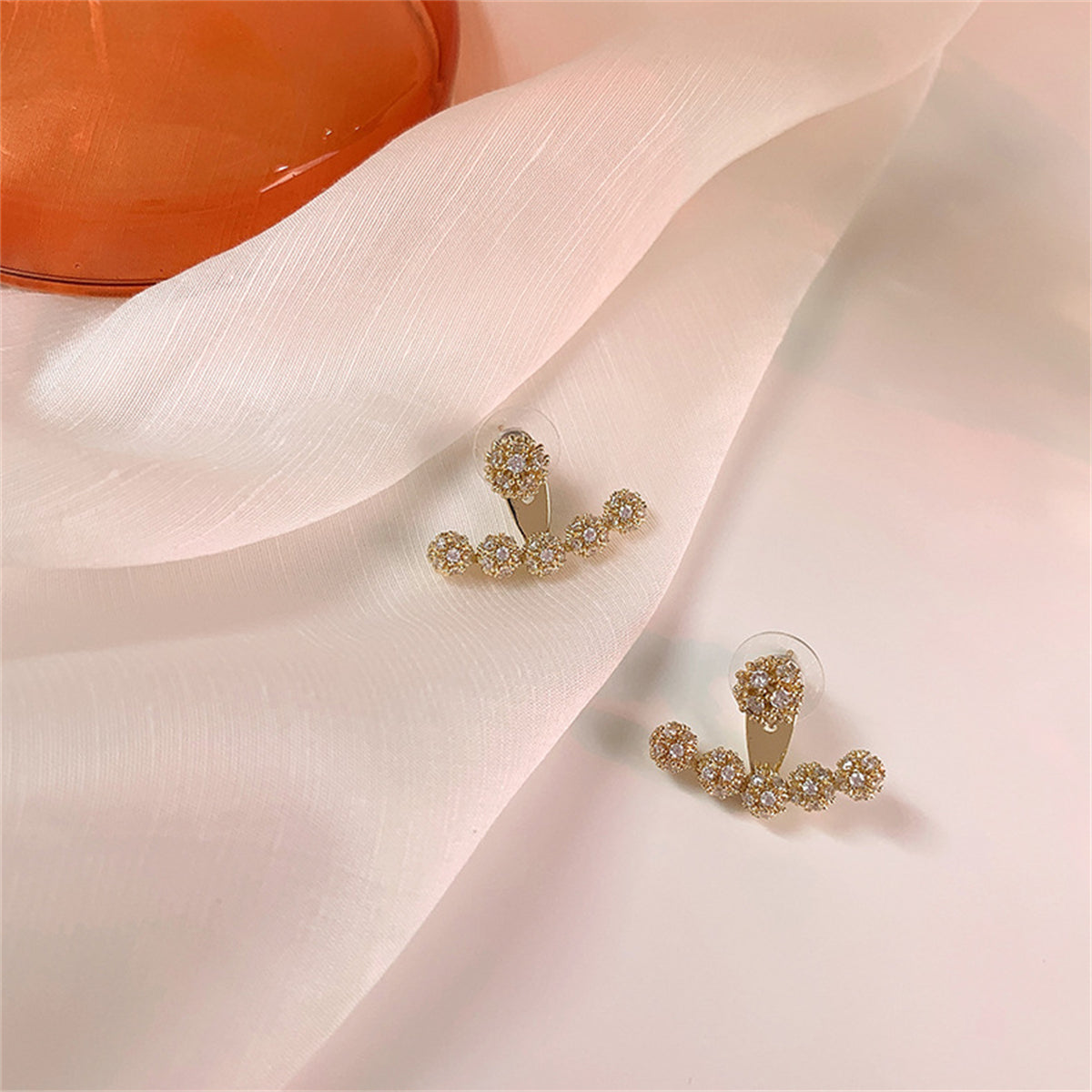 Cubic Zirconia & 18K Gold-Plated Anchor Ear Jackets