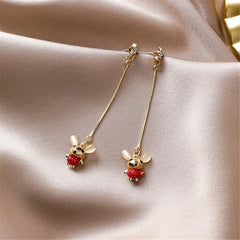 Cubic Zirconia & Cat's Eye Mouse Star Drop Earrings