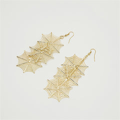 18K Gold-Plated Linked Spider Web Drop Earrings