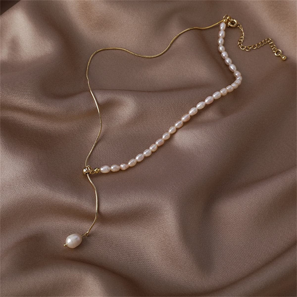 Pearl & 18K Gold-Plated Drop Necklace