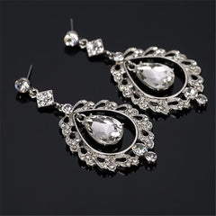 Crystal & Cubic Zirconia Openwork Pear Drop Earrings