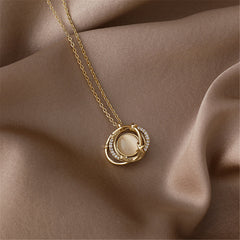 Cats Eye & 18K Gold-Plated Planet Pendant Necklace