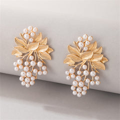 Pearl & 18K Gold-Plated Botanical Drop Earrings