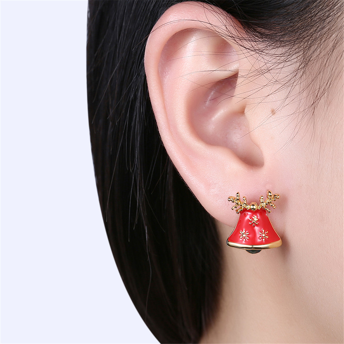 Crystal & Enamel 18K Gold-Plated Jingle Bell & Snowman Stud Earrings