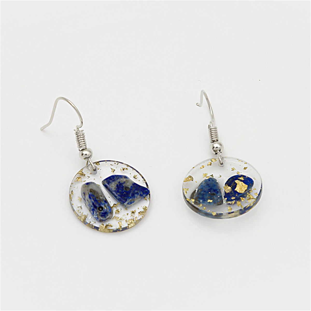 Clear Resin & Silver-Plated Blossom Round Drop Earrings