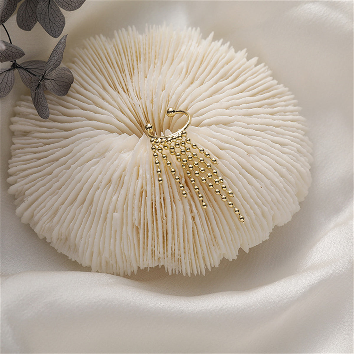 18K Gold-Plated Beaded Tassel Ear Cuff