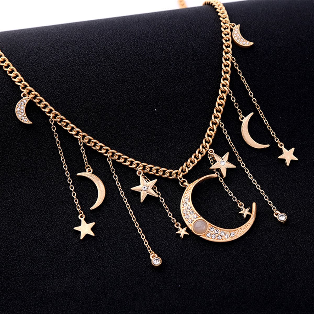 Cat's Eye & Cubic Zirconia Celestial Statement Necklace