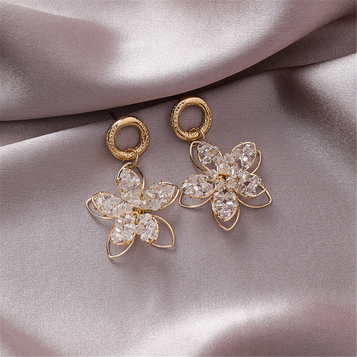 18K Gold-Plated Beaded Floral Drop Earrings