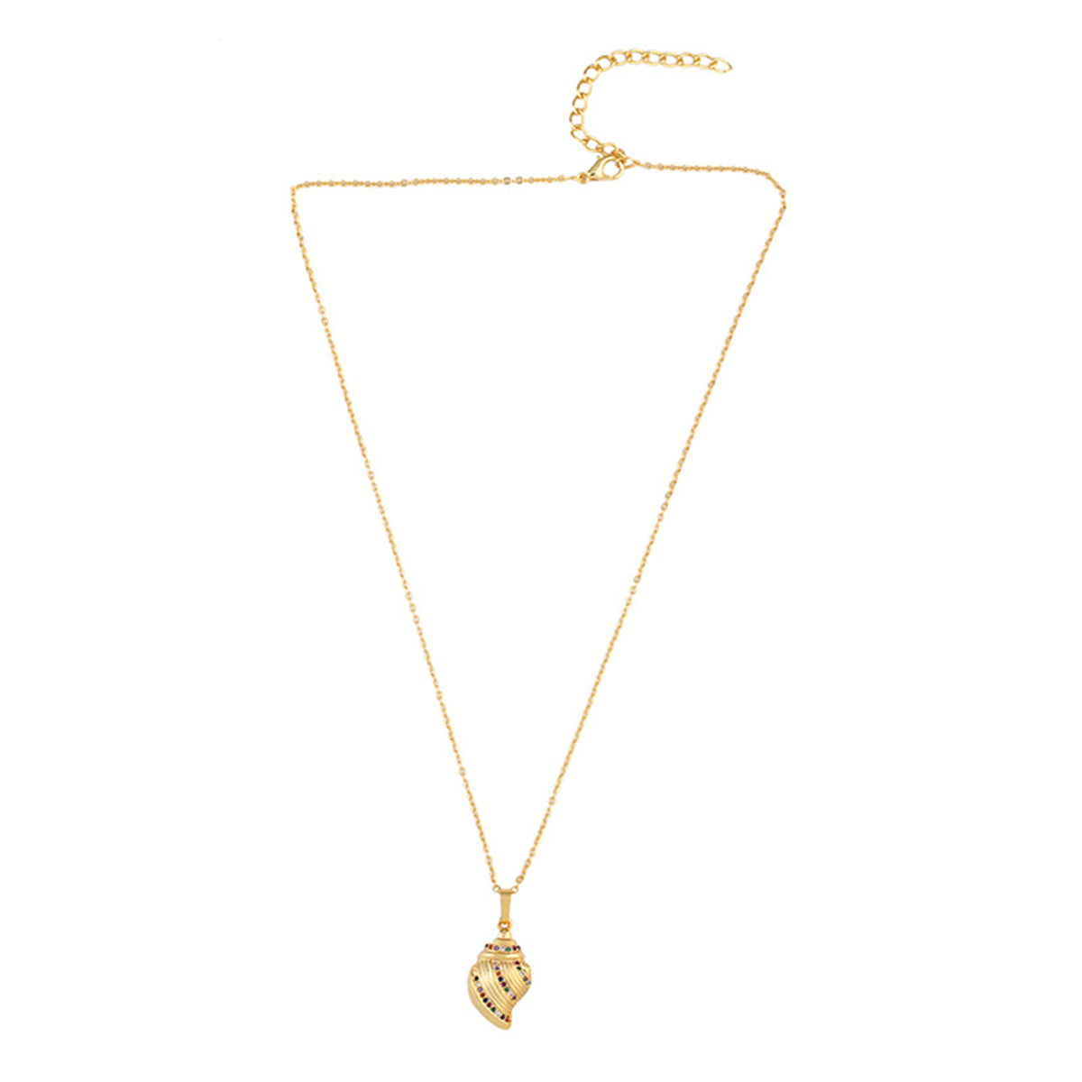 Cubic Zirconia & 18K Gold-Plated Shell Pendant Necklace