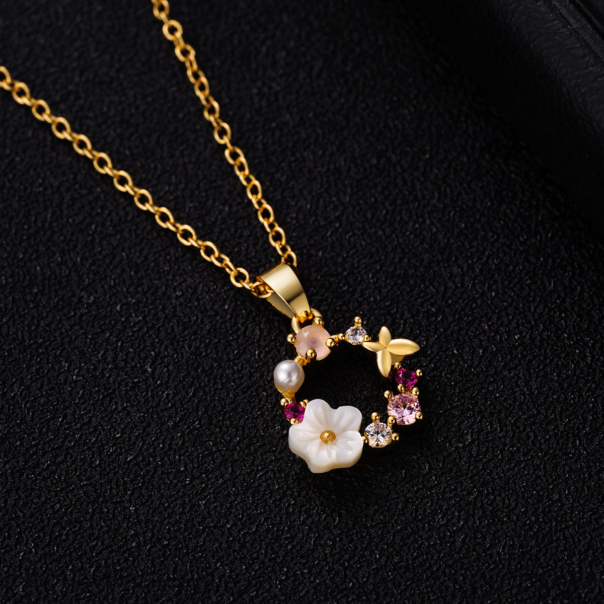 Cat's Eye & Pearl 18k Gold-Plated Flower Pendant Necklace