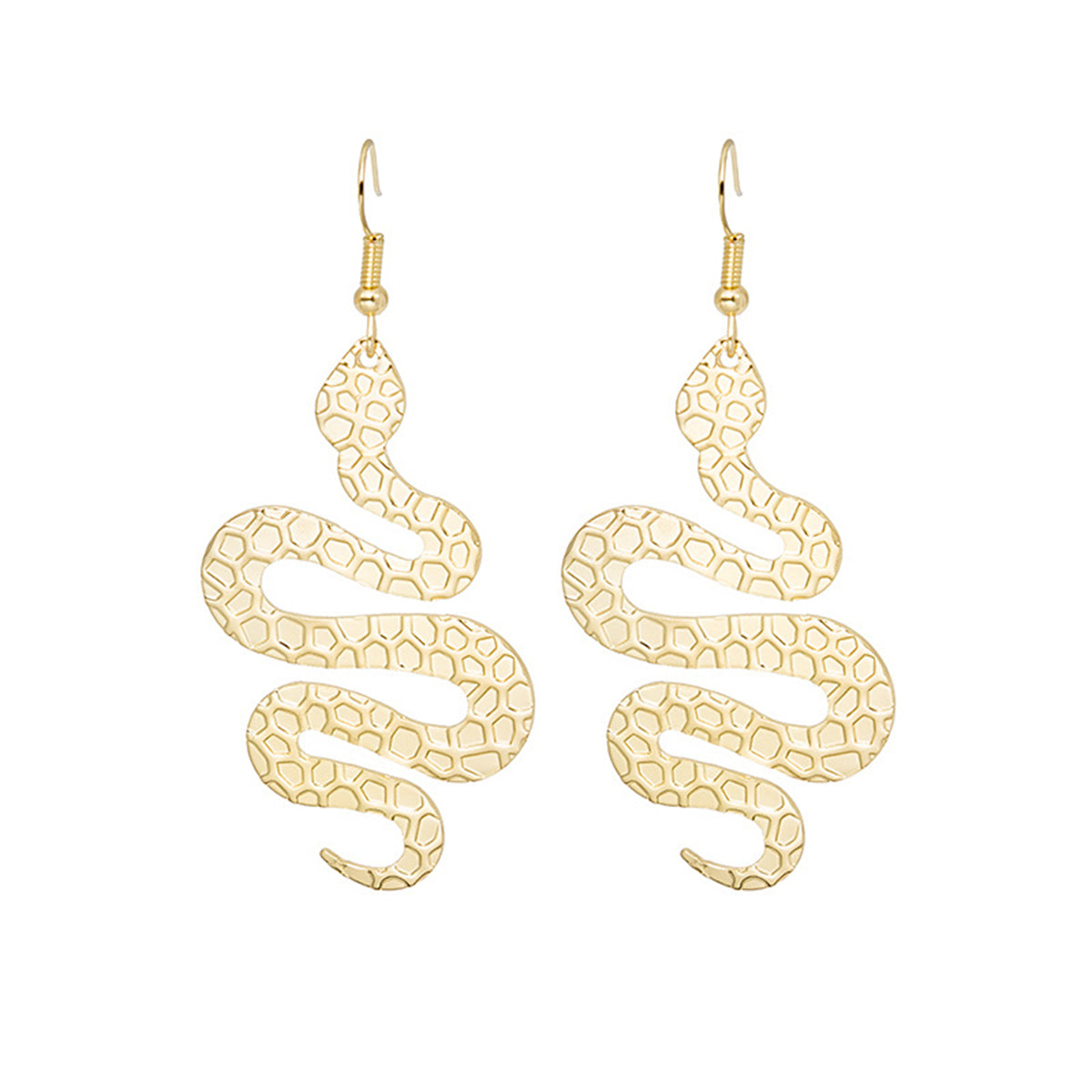 18K Gold-Plated Textured Snake Drop Earrings