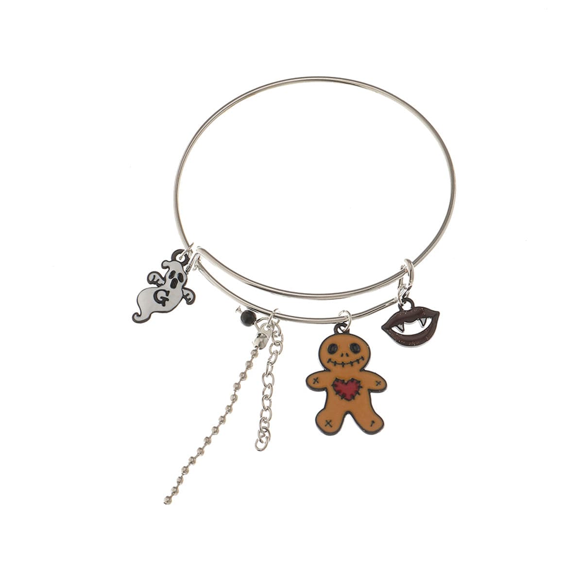 Brown & Silver-Plated Zombie Adjustable Charm Bangle