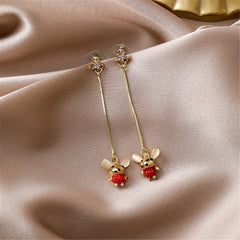 Cubic Zirconia & Cat's Eye Mouse Star Drop Earrings