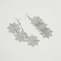 Silver-Plated Linked Spider Web Drop Earrings