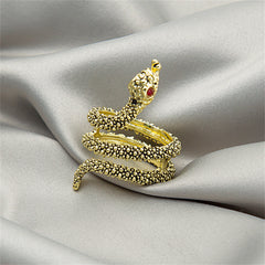 Cubic Zirconia & 18K Gold-Plated Snake Ring