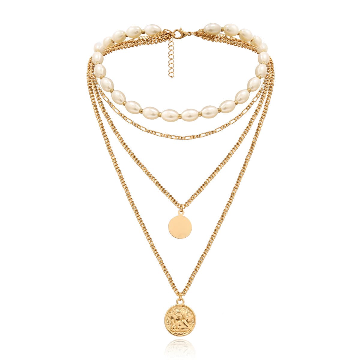 Pearl & 18K Gold-Plated Coin Layered Pendant Necklace