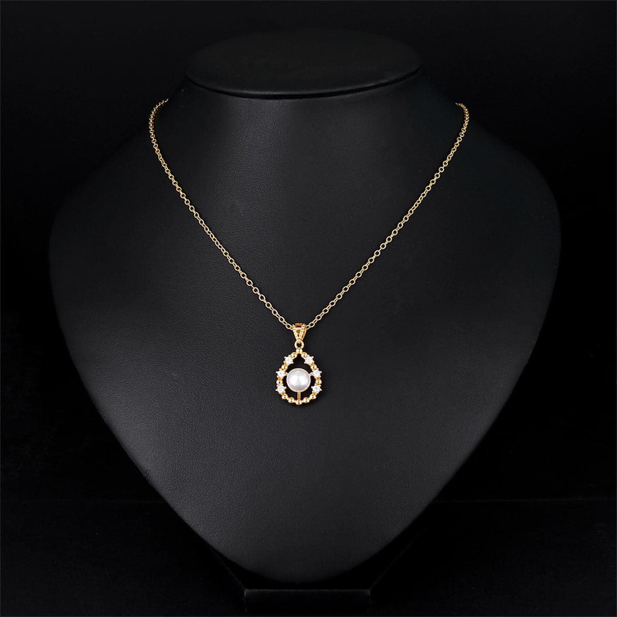 White Pearl & Cubic Zirconia 18K Gold-Plated Drop Pendant Necklace