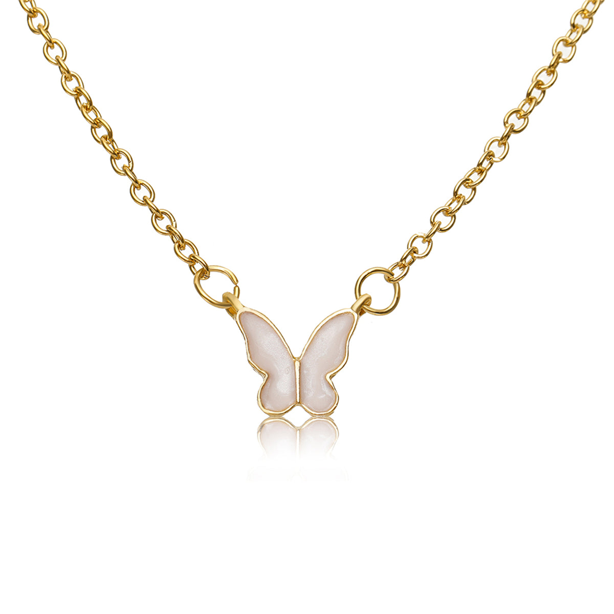 White Shell & 18K Gold-Plated Butterfly Pendant Necklace