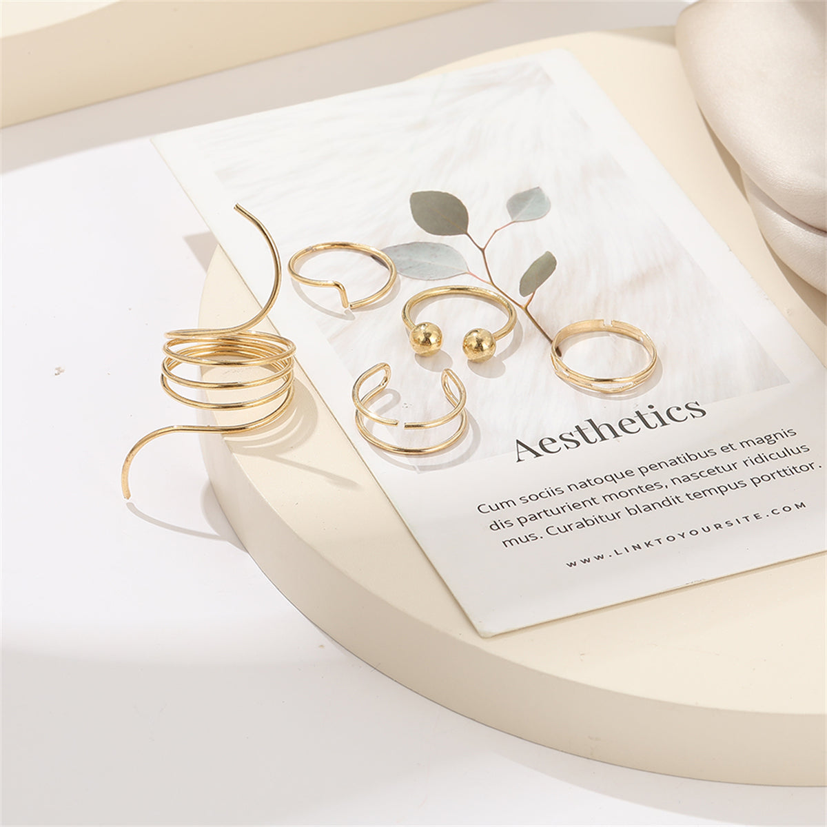 18K Gold-Plated Bead Layered Ring Set