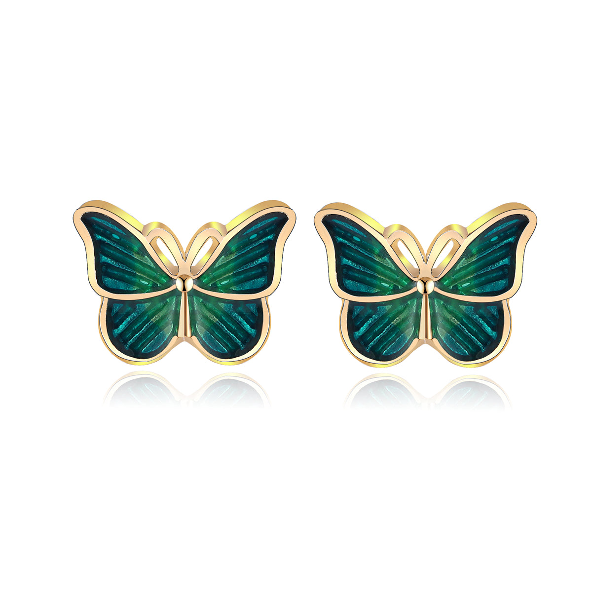 Green Acrylic & 18K Gold-Plated Stripe Butterfly Stud Earrings