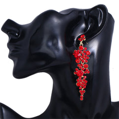 Red Cubic Zirconia & 18K Gold-Plated Cluster Drop Earrings