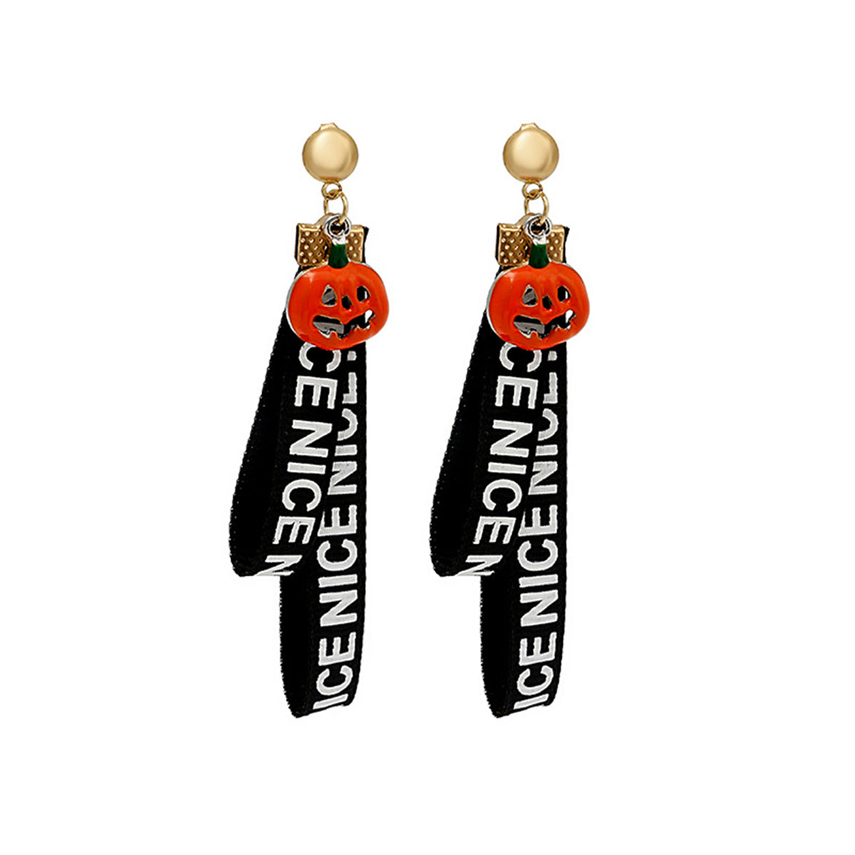 Black Polyster & 18K Gold-Plated Pumpkin 'Nice' Layered Drop Earrings