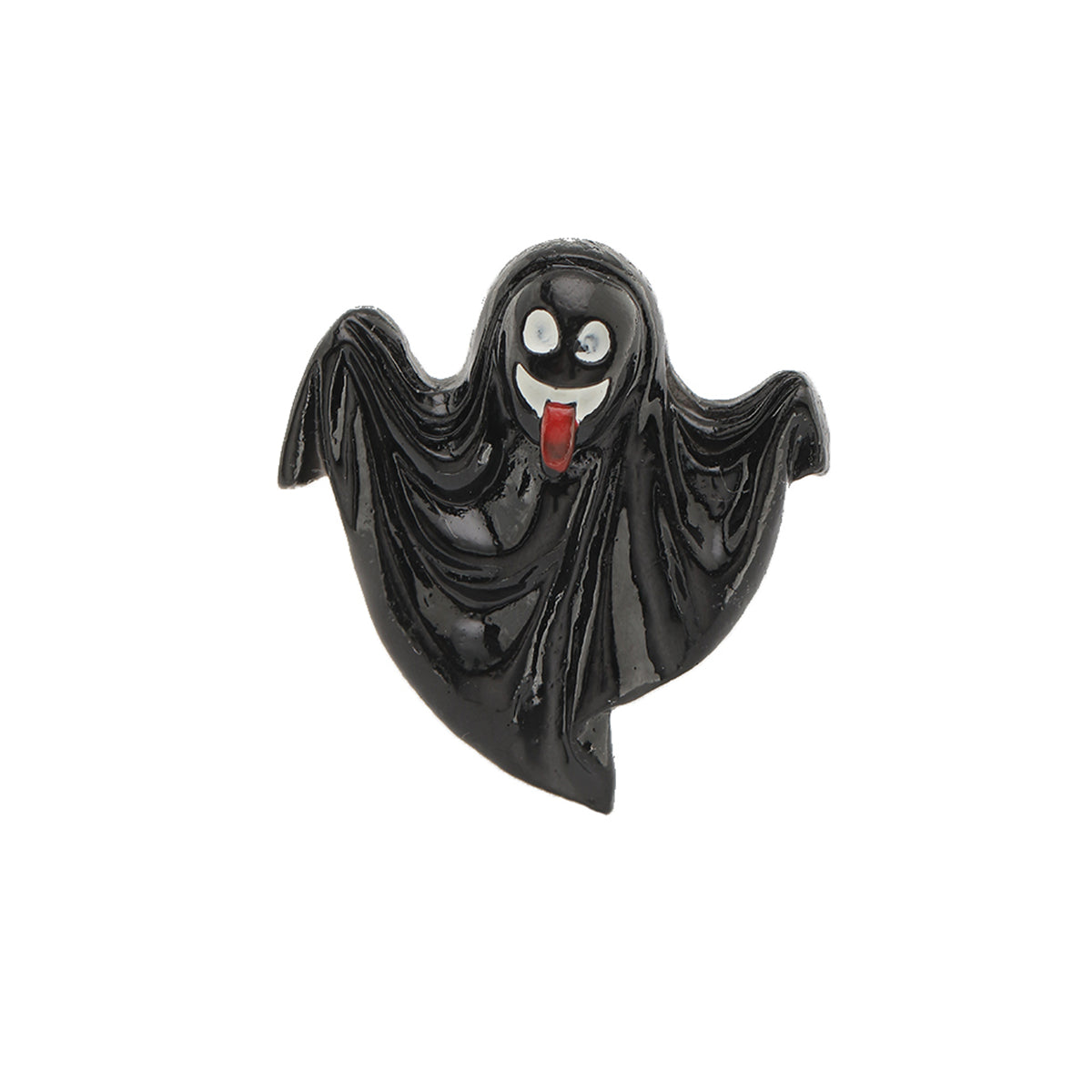 Black & Silver-Plated Ghost Adjustable Ring