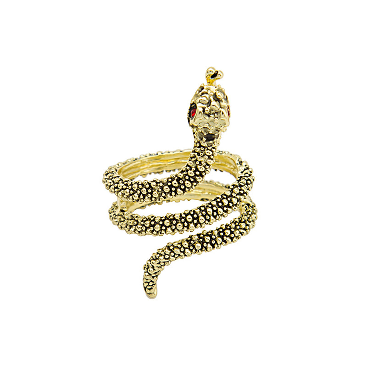 Cubic Zirconia & 18K Gold-Plated Snake Ring